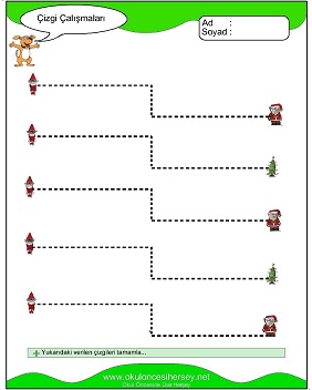 okul öncesi çizgi çalışma sayfaları